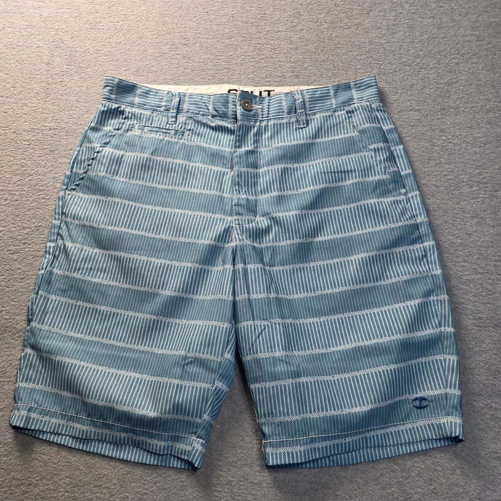Split Hybrid Board Shorts Mens 32 Blue‎ Striped Swim Surf Hybrid Shorts Casual